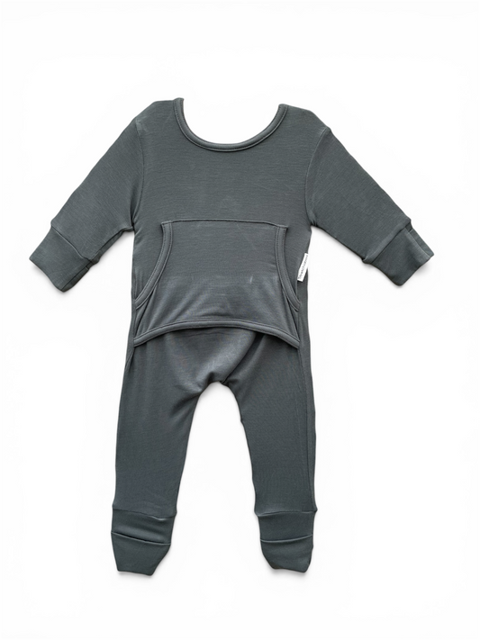Stretchaboo Slate Grey Bamboo Baby Grow