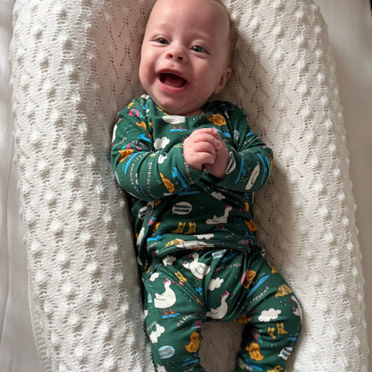 Stretchaboo x Sam Jayne Rainy Day for Ducks Bamboo Baby Grow