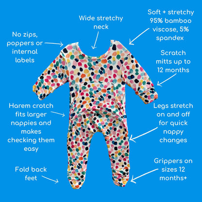 Stretchaboo Absolutely Dotty Bamboo Baby Grow - Stretchaboo