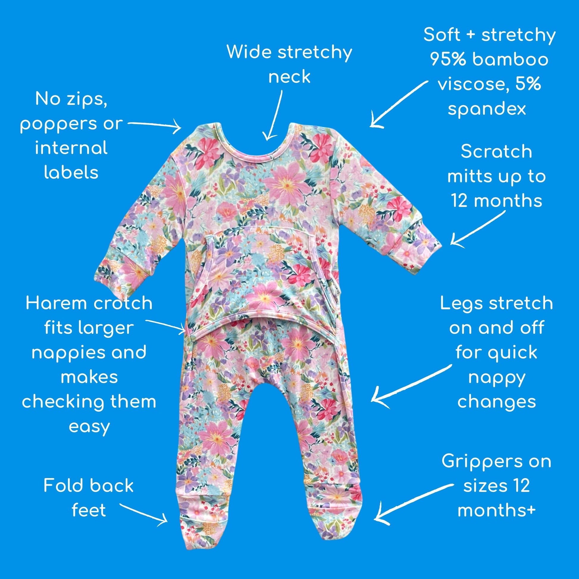 Stretchaboo Blooming Lovely Bamboo Baby Grow - Stretchaboo