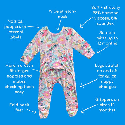 Stretchaboo Blooming Lovely Bamboo Baby Grow - Stretchaboo