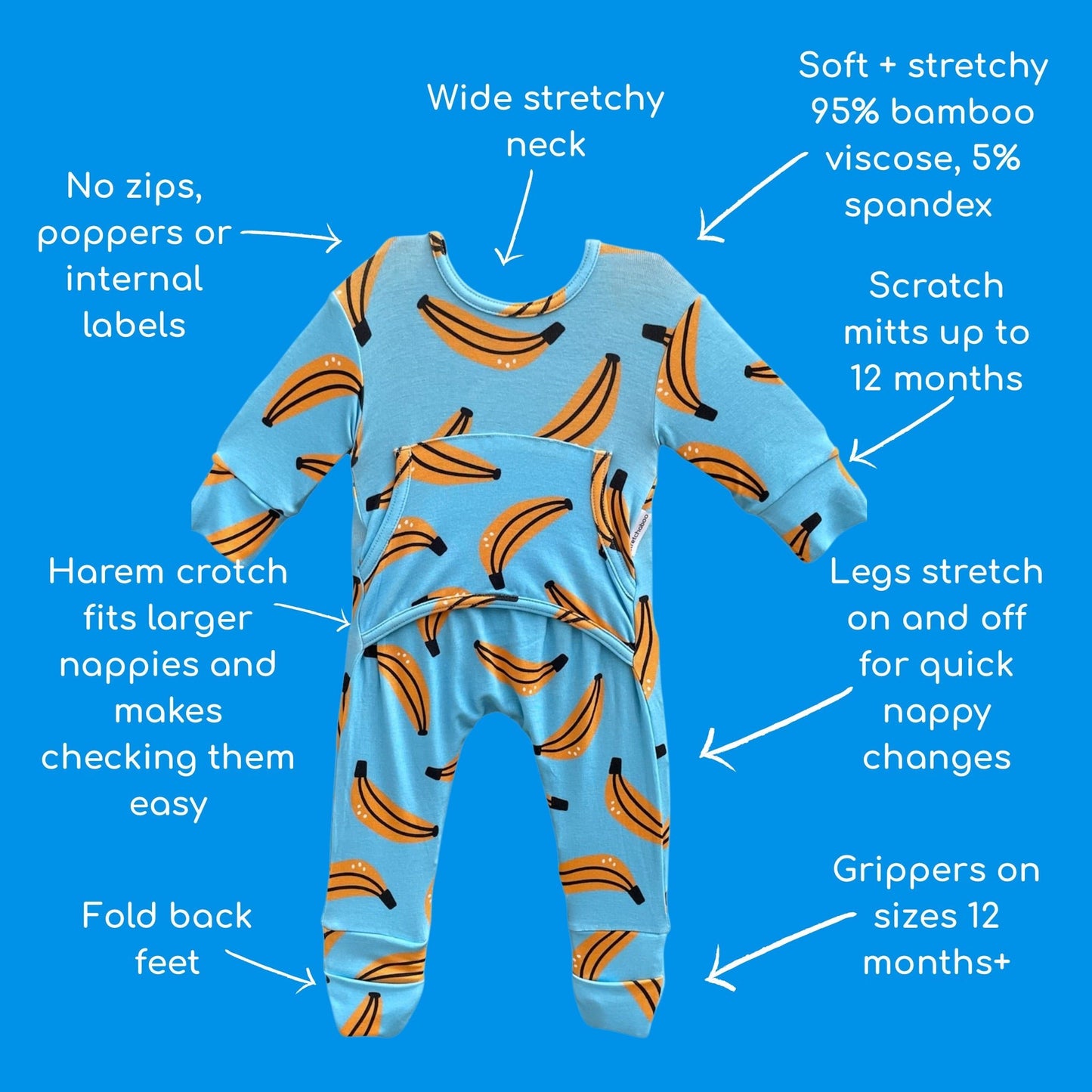 Stretchaboo Go Bananas Bamboo Baby Grow - Stretchaboo