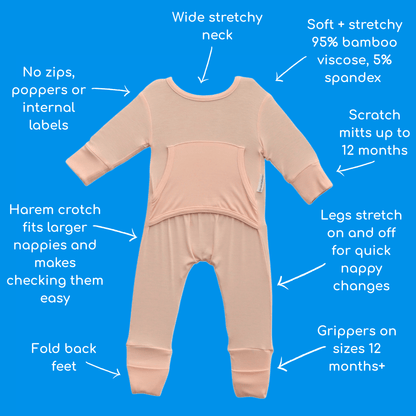 Stretchaboo Hint of Pink Bamboo Baby Grow - Stretchaboo