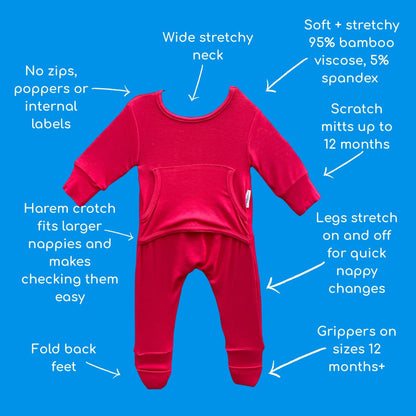 Stretchaboo Jelly Red Bamboo Baby Grow - Stretchaboo