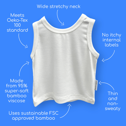 Stretchaboo White Bamboo Baby Vest - Stretchaboo