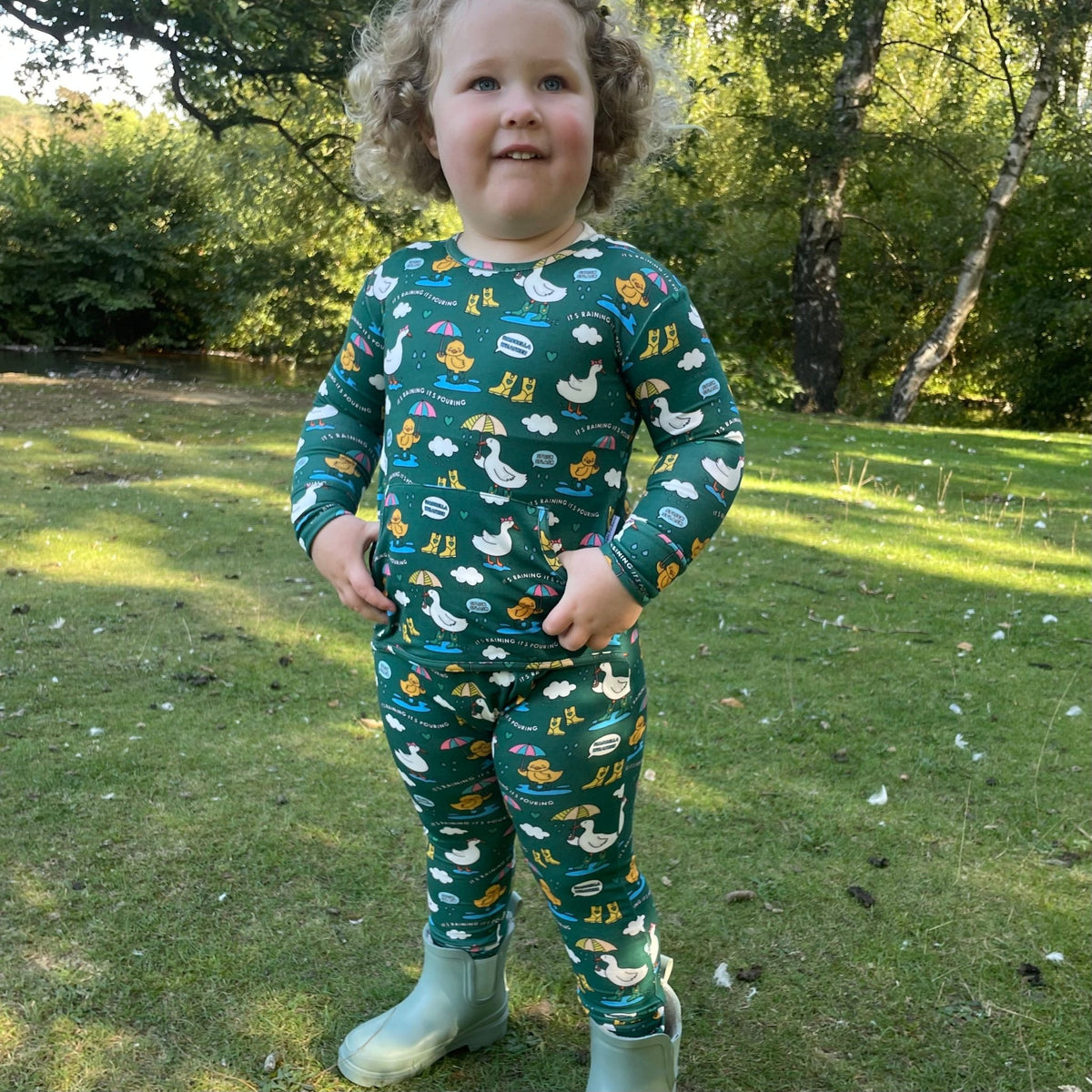 Stretchaboo x Sam Jayne Rainy Day for Ducks Bamboo Baby Grow - Stretchaboo