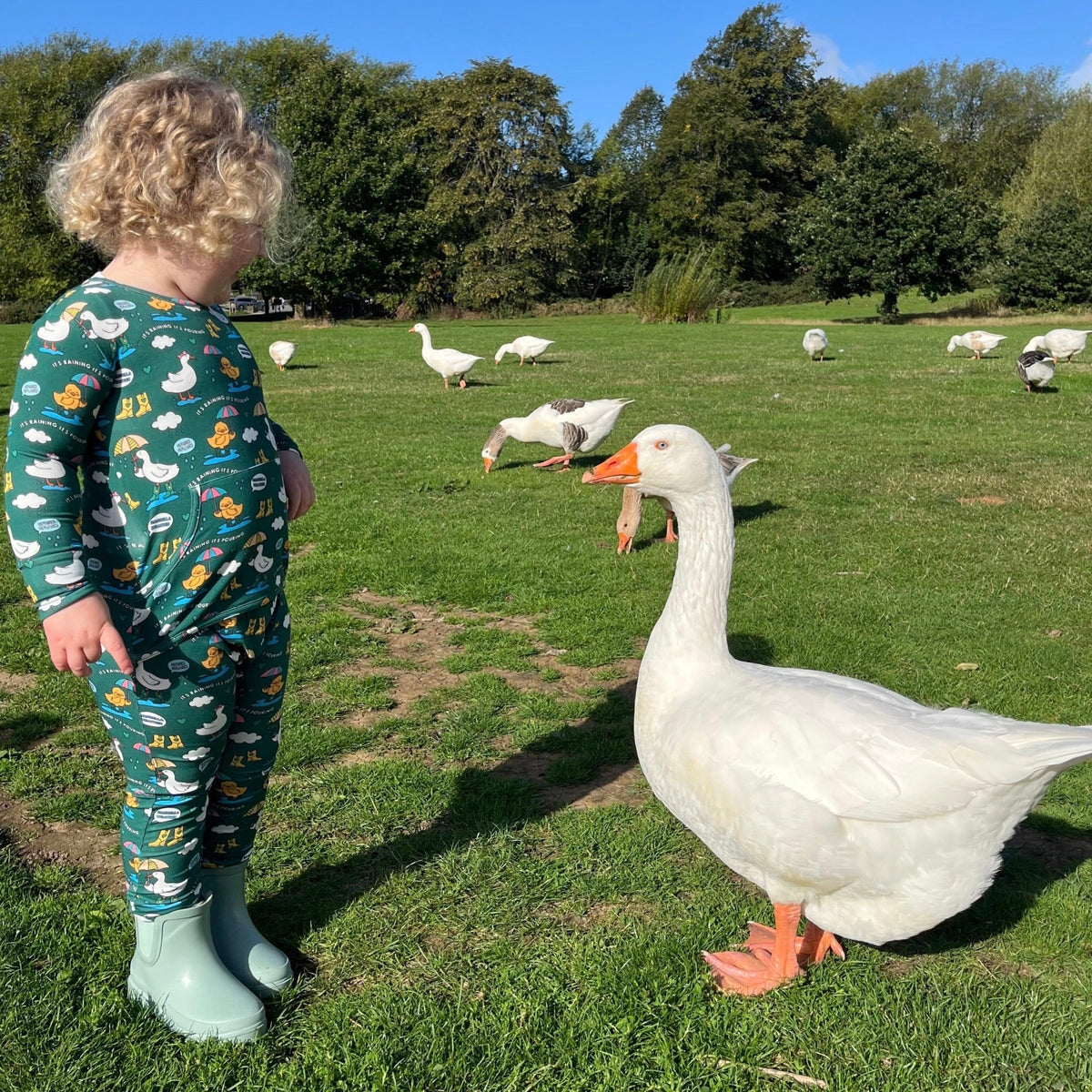 Stretchaboo x Sam Jayne Rainy Day for Ducks Bamboo Baby Grow - Stretchaboo