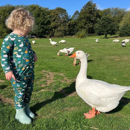Stretchaboo x Sam Jayne Rainy Day for Ducks Bamboo Baby Grow - Stretchaboo