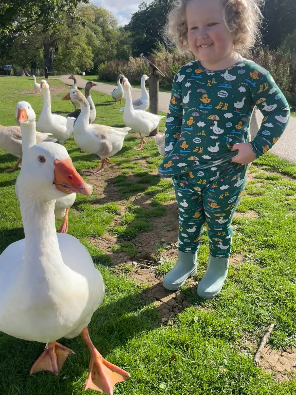Stretchaboo x Sam Jayne Rainy Day for Ducks Bamboo Baby Grow - Stretchaboo