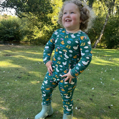 Stretchaboo x Sam Jayne Rainy Day for Ducks Bamboo Baby Grow - Stretchaboo