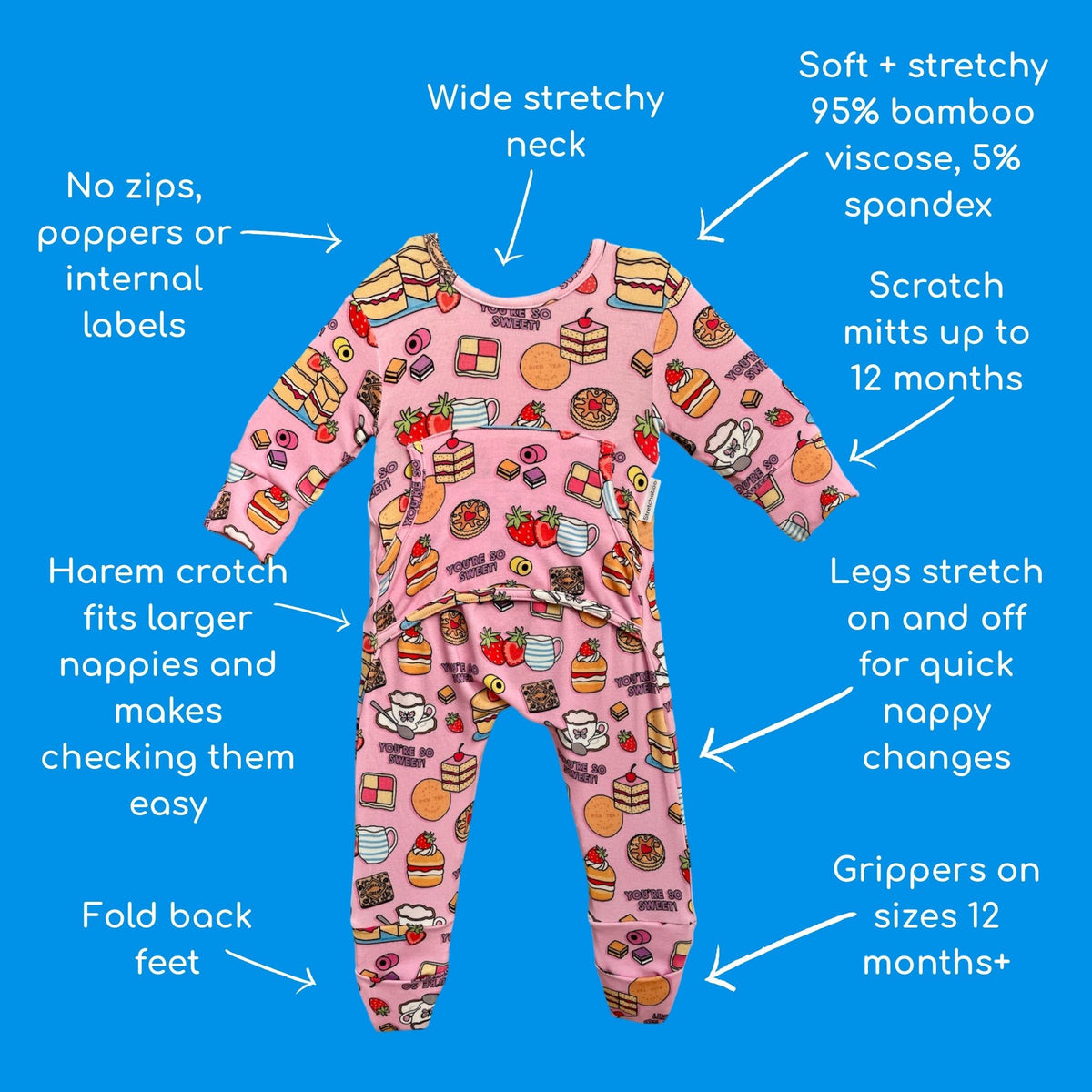 Stretchaboo x Sam Jayne So Sweet Bamboo Baby Grow - Stretchaboo